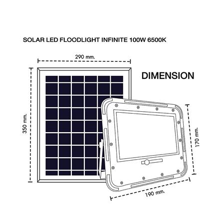 ไฟสปอตไลท์ SOLAR RACER FL100WDL 100 วัตต์ DAYLIGHT สีดำ_5