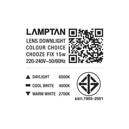 ดาวน์ไลท์ LED LAMPTAN COLOUR CHOICE CHOOZE 15 วัตต์ DAYLIGHT WARMWHITE COOLWHITE 4 นิ้ว กลม_5