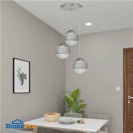 ไฟช่อ CARINI P7218-3S-S สีเงิน/ขาว 3 หัว_2