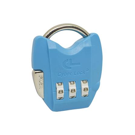 กุญแจรหัส CYBER LOCK PL802  38.3 มม. รหัส 3 หลัก สีฟ้า