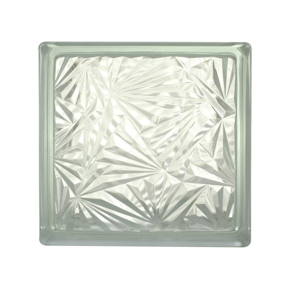 GLASS BLOCK JING HUA ICE-FLOWER 19X19X8CM WHITE