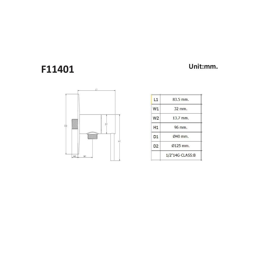 วาล์วฝักบัว 1ทาง LABELLE F11401 สีโครม