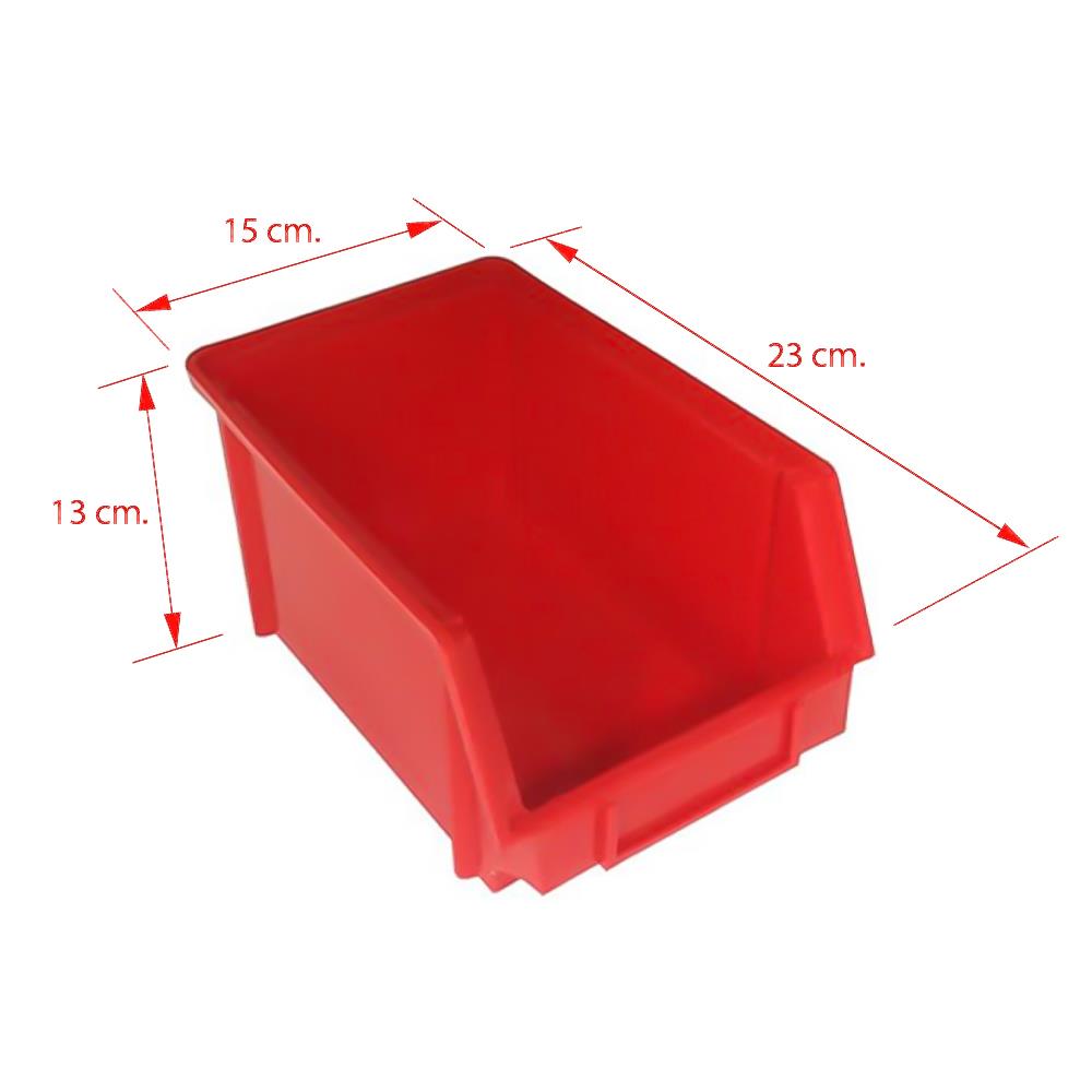 กล่องเครื่องมือพลาสติก DIY ขนาดกลาง 9 นิ้ว สีแดง
