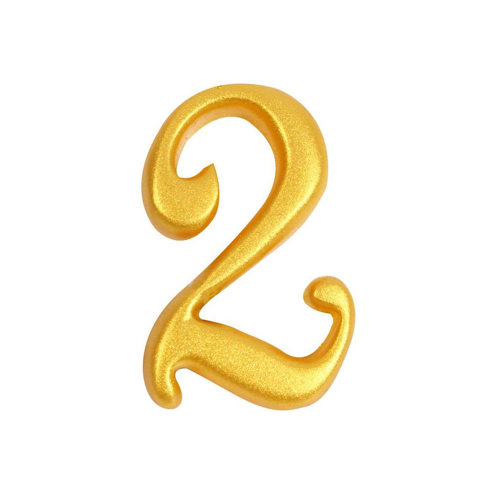 ตัวเลขอารบิค #2 FANCY RESIN ART 2 นิ้ว สีทอง