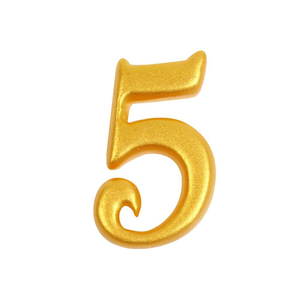 ตัวเลขอารบิค #5 FANCY RESIN ART 2 นิ้ว สีทอง