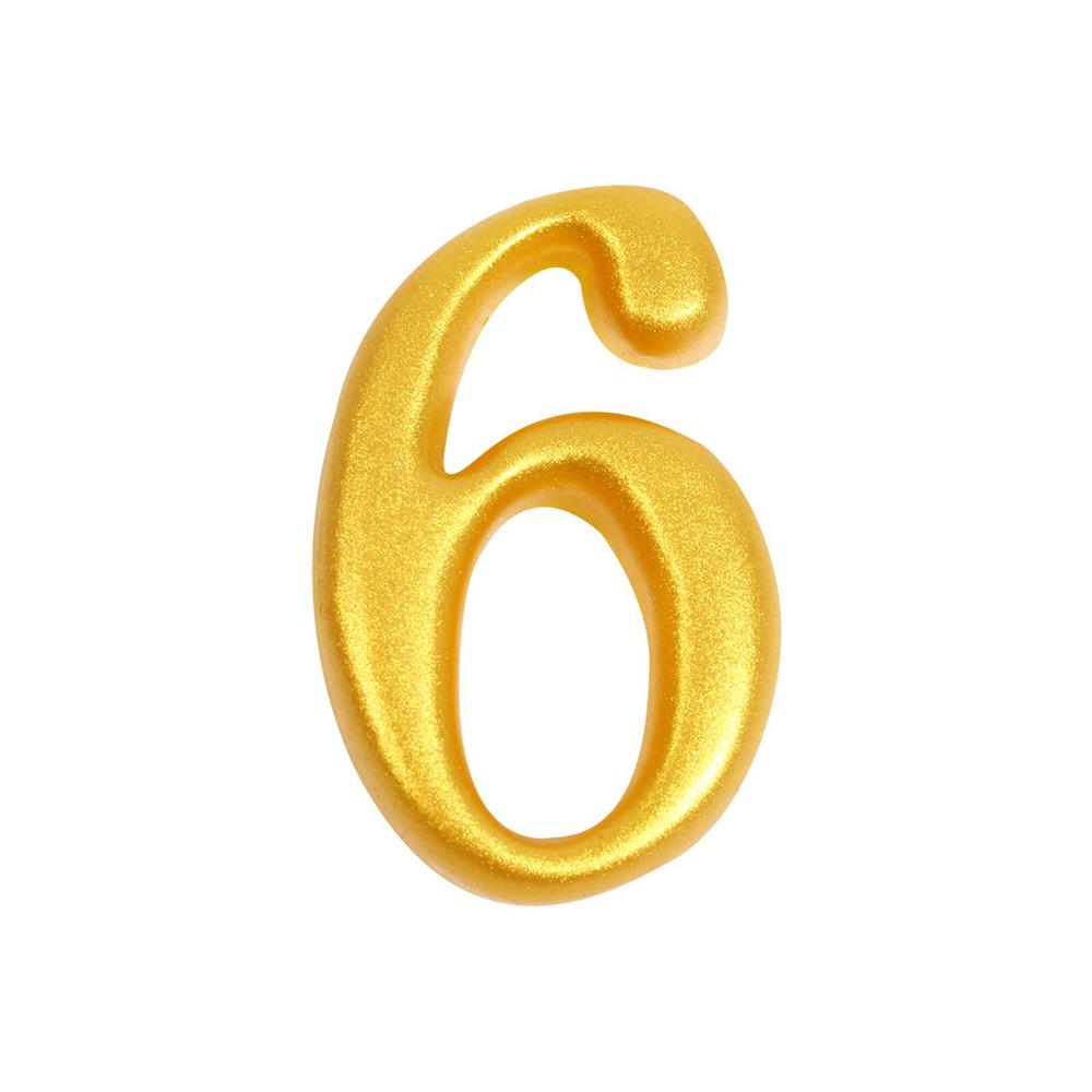 ตัวเลขอารบิค #6 FANCY RESIN ART 2 นิ้ว สีทอง