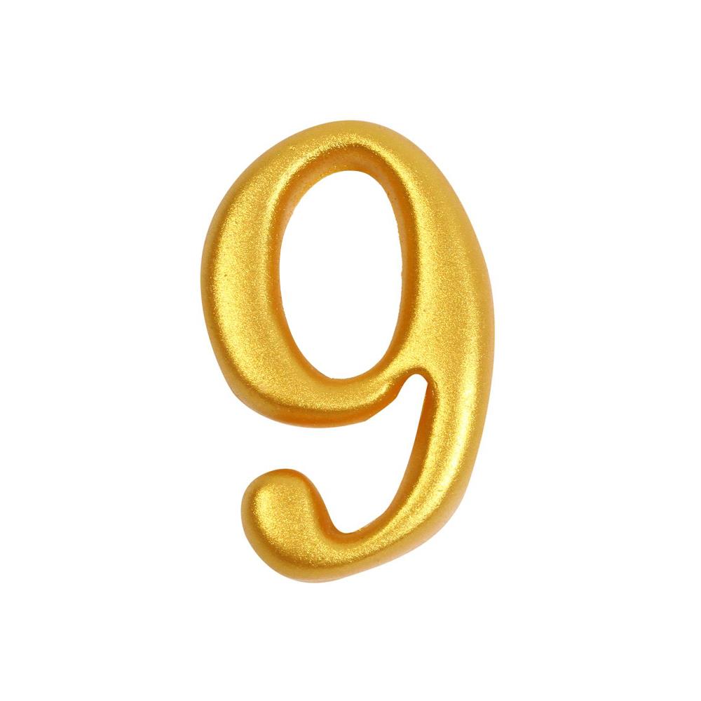 ตัวเลขอารบิค #9 FANCY RESIN ART 2 นิ้ว สีทอง