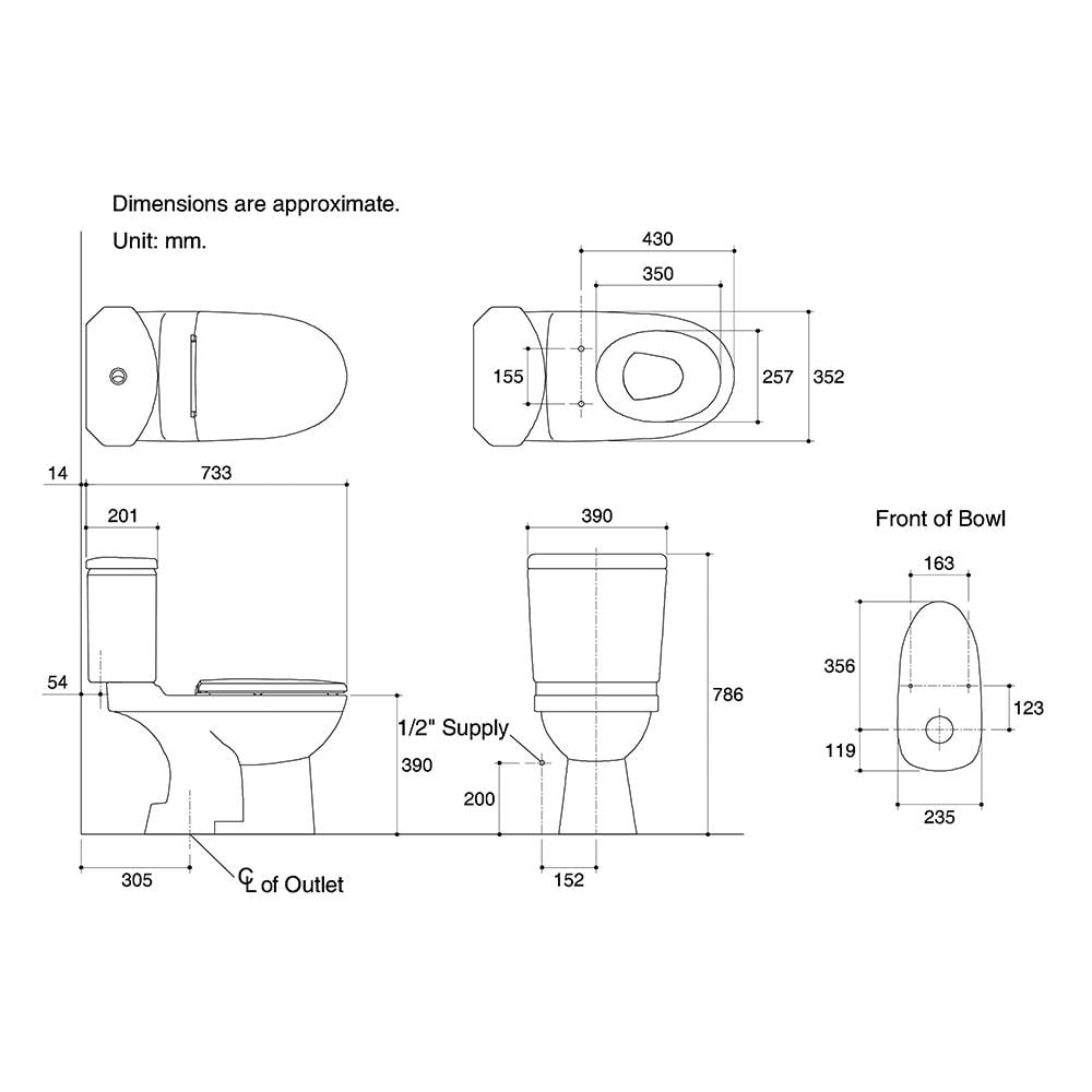 2PIECE TOILET KOHLER K18187XS 3/4.5L WH WHITE