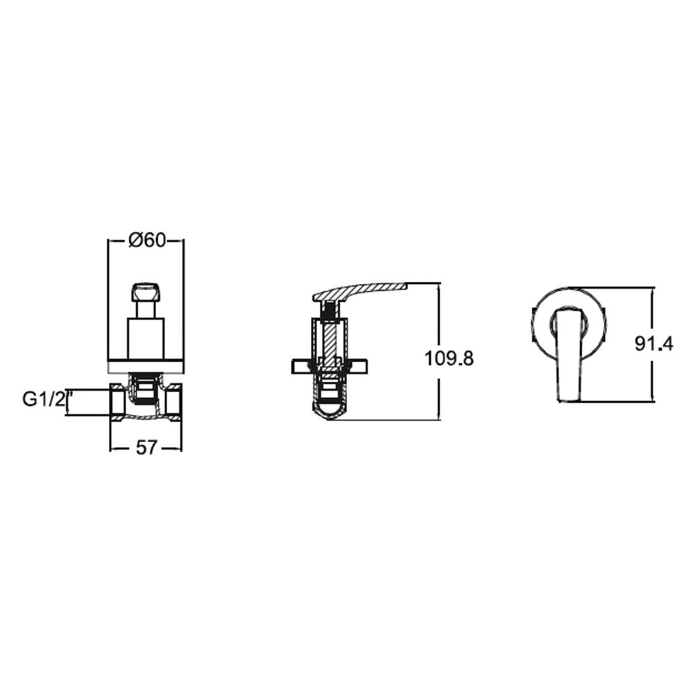 วาล์วฝังกำแพงเดี่ยว AMERICAN STANDARD A-7015C