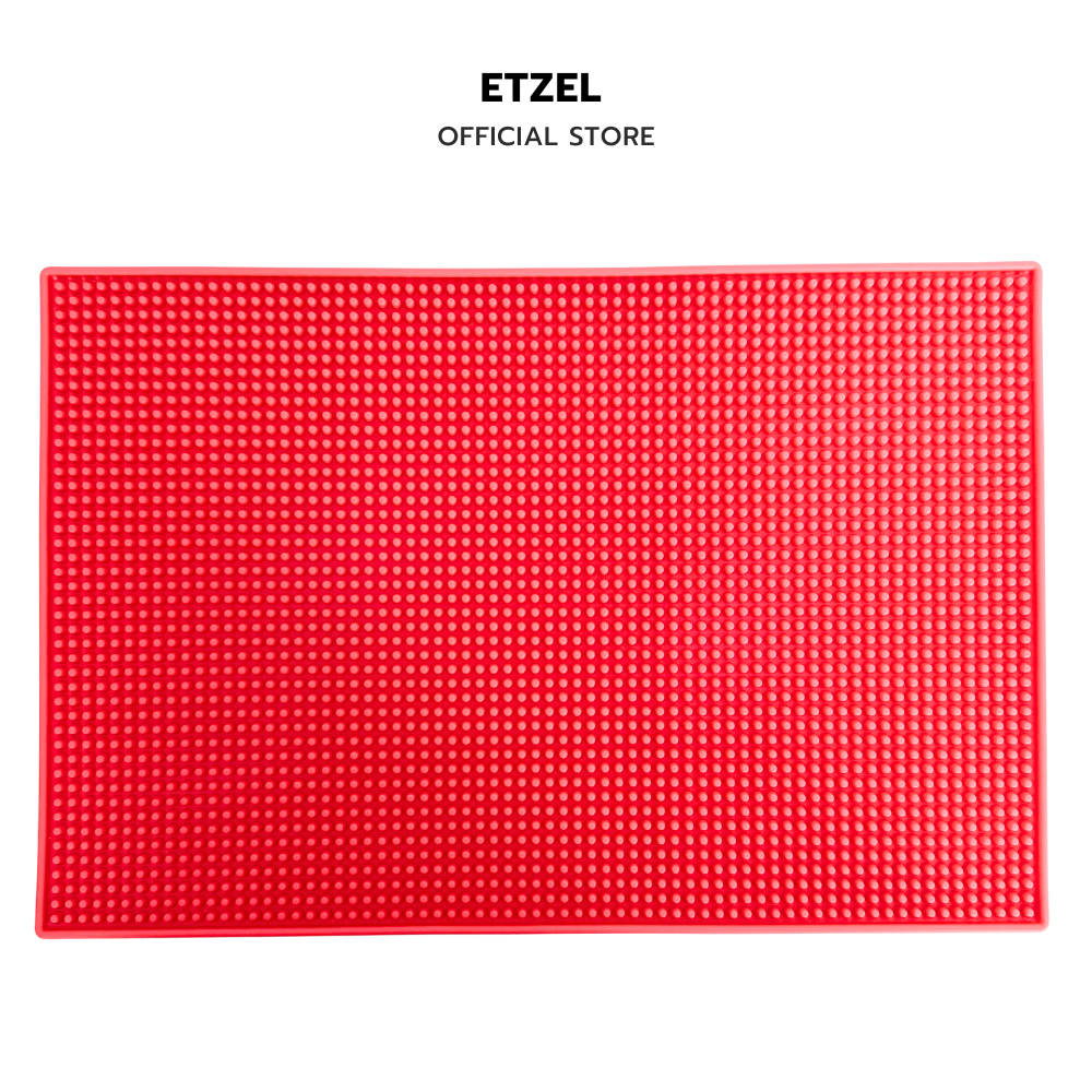 แผ่นรองบาร์ แผ่นยางกันลื่น ETZEL (รุ่นหนาพิเศษ) 45X30 CM สีแดง