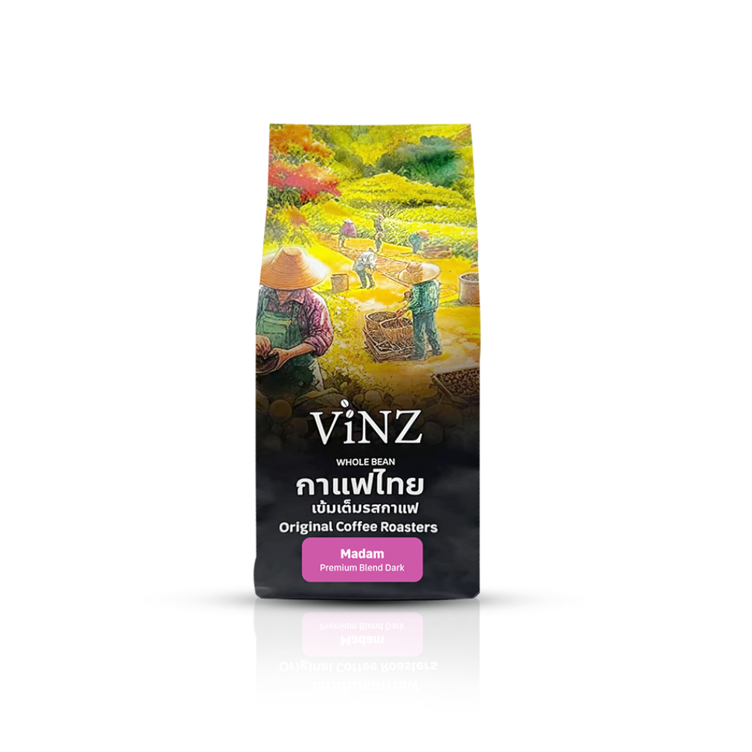 เมล็ดกาแฟ ViNZ ดอยช้าง มาดาม อาราบิก้าเบลนคั่วเข้ม 1 ถุง (250g)_0
