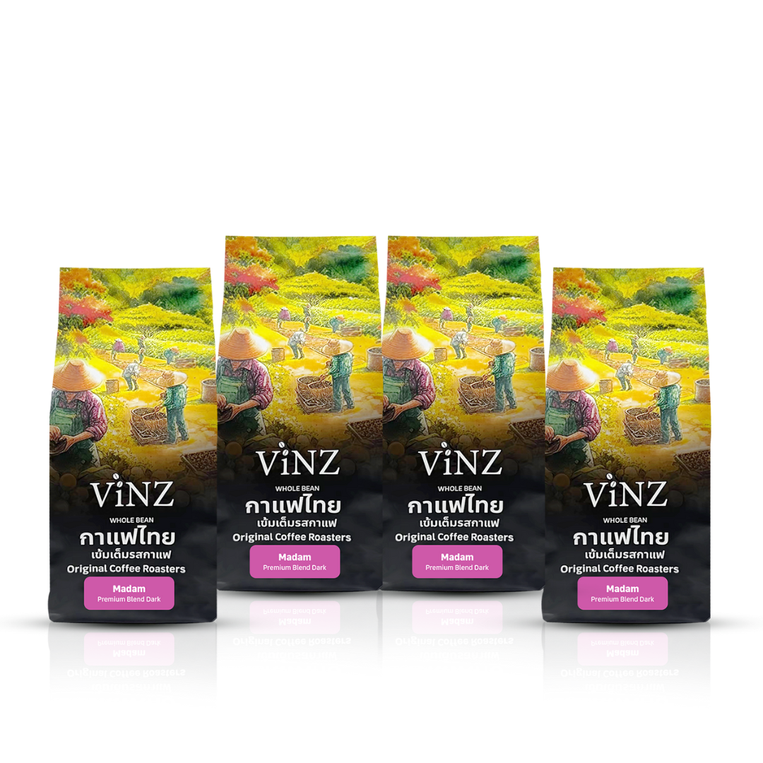 เมล็ดกาแฟ ViNZ ดอยช้าง มาดาม อาราบิก้าเบลนคั่วเข้ม 4 ถุง (ถุงละ 250g)_0