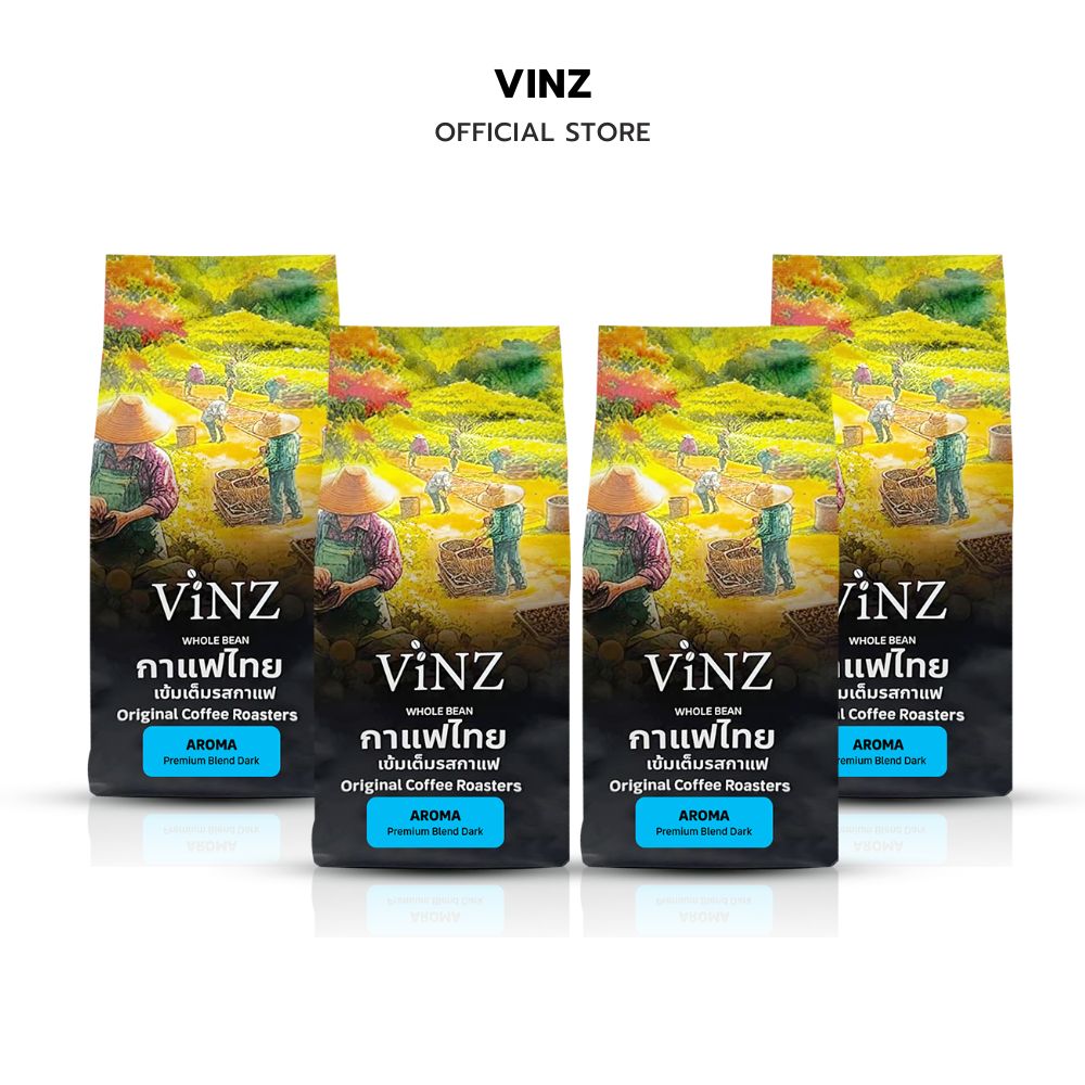 เมล็ดกาแฟคั่วบด ViNZ อโรม่า ดอยช้าง อาราบิก้า ปลอดสารพิษ คั่วเข้ม 4 ถุง (ถุงละ 250 กรัม) _0