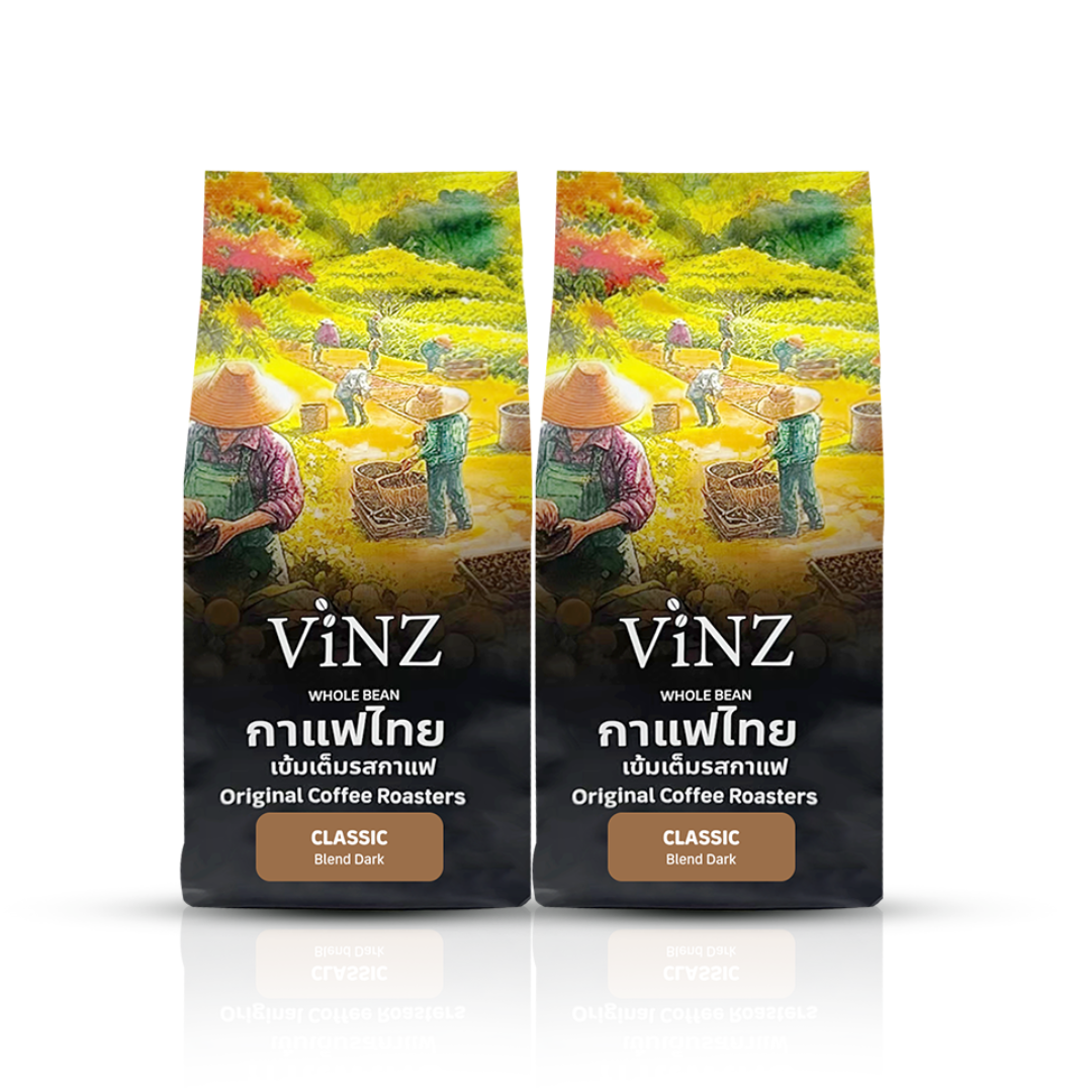 เมล็ดกาแฟ ViNZ ดอยช้าง คลาสสิค อาราบิก้า เบลน โรบัสต้า,พีเบอร์รี่ คั่วเข้ม 2 ถุง (ถุงละ 250 กรัม)_1