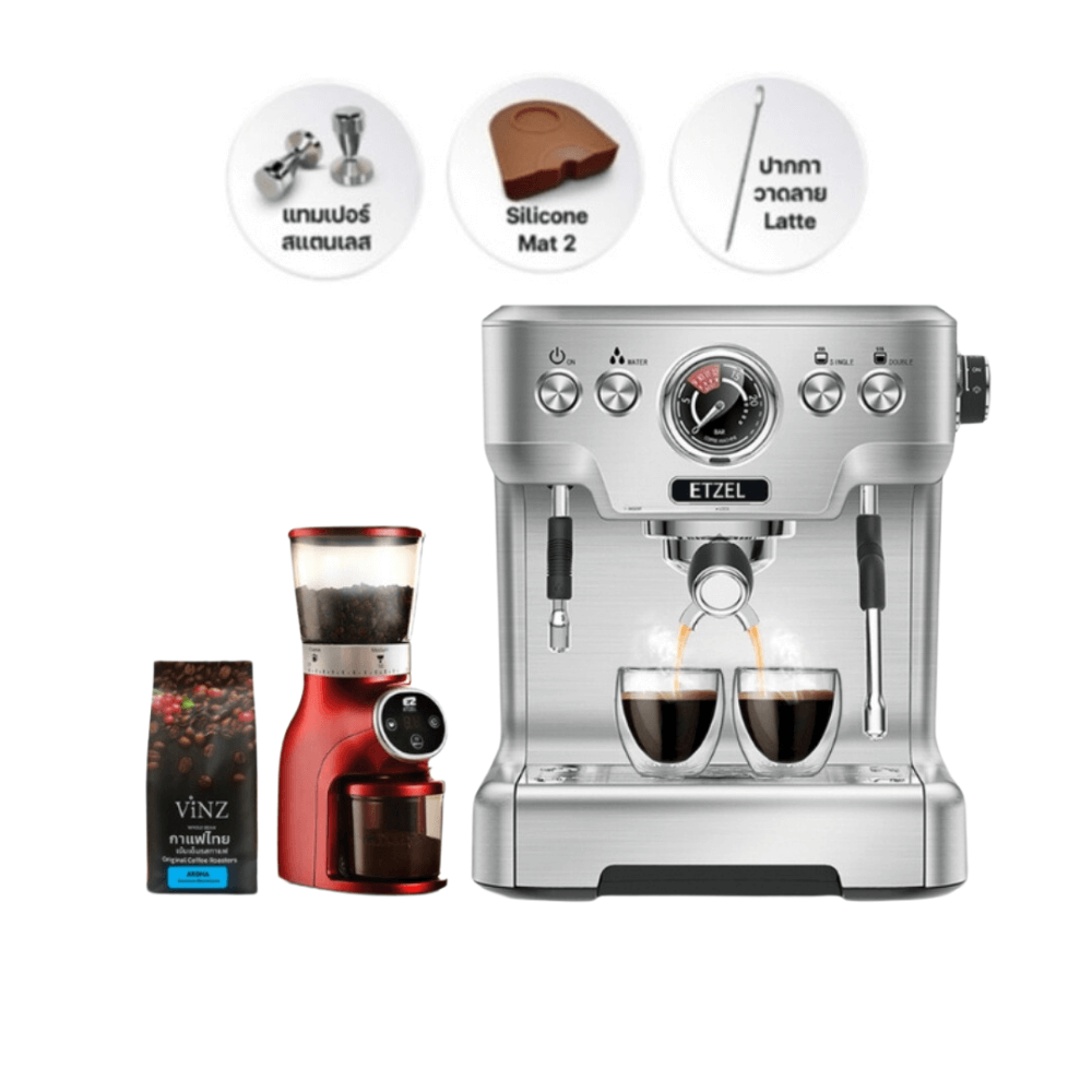 เครื่องชงกาแฟETZEL SN6570 + เครื่องบดเมล็ดกาแฟSN9401D และเมล็ดกาแฟแถมฟรี กาแฟดอยช้าง 250 กรัม _0