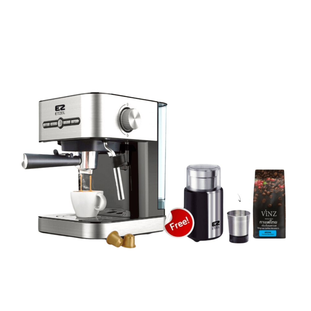 ชุดเครื่องชงกาแฟ ETZEL 20 บาร์  SN203Set2Cap ฟรี! เครื่องบดเมล็ดกาแฟ ETZEL รุ่น SN7820 และกาแฟดอยช้าง 250 กรัม_0