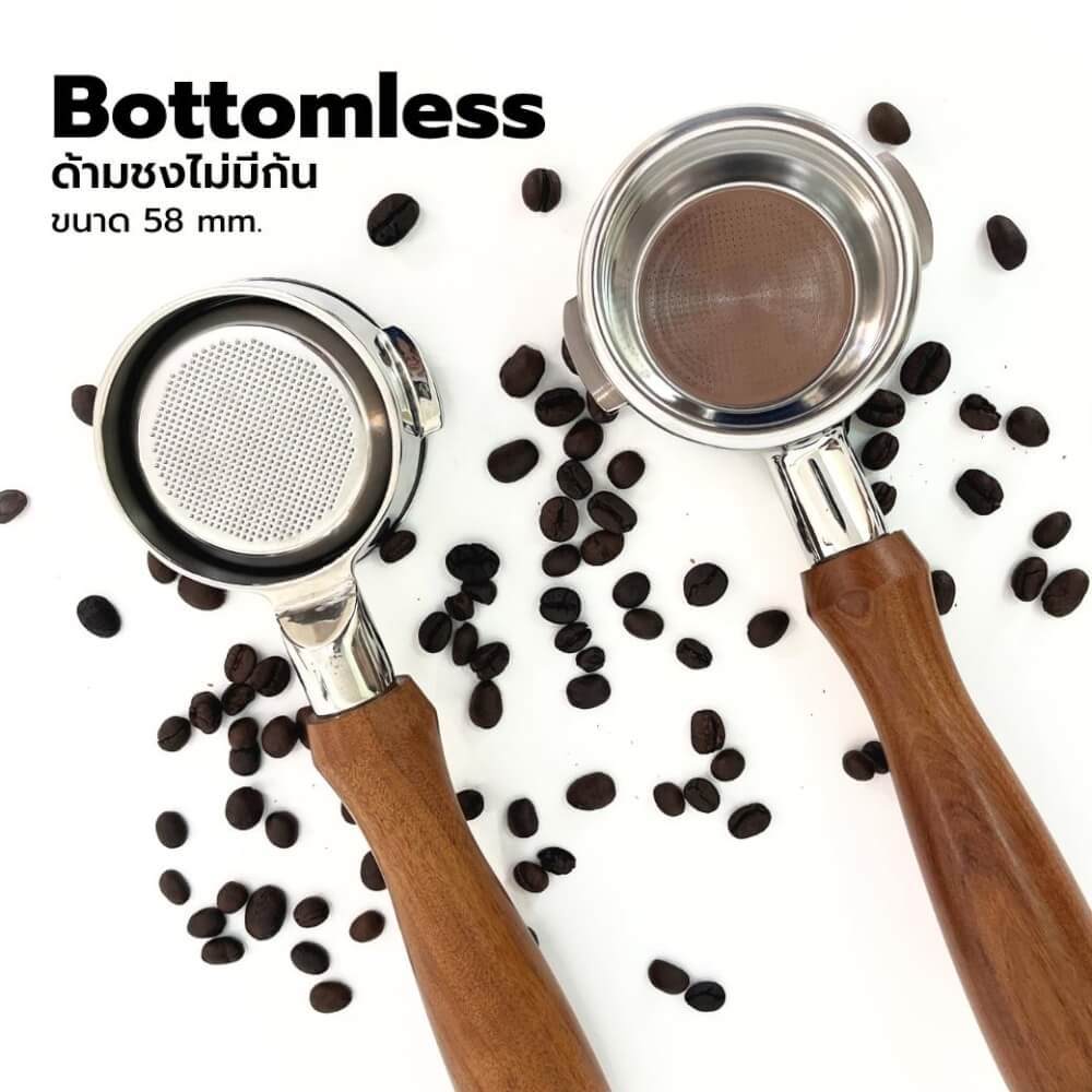 ด้ามชงกาแฟ Bottomless หัวชงกาแฟ E61 ETZEL stainless (สองหู) ขนาด 58 mm