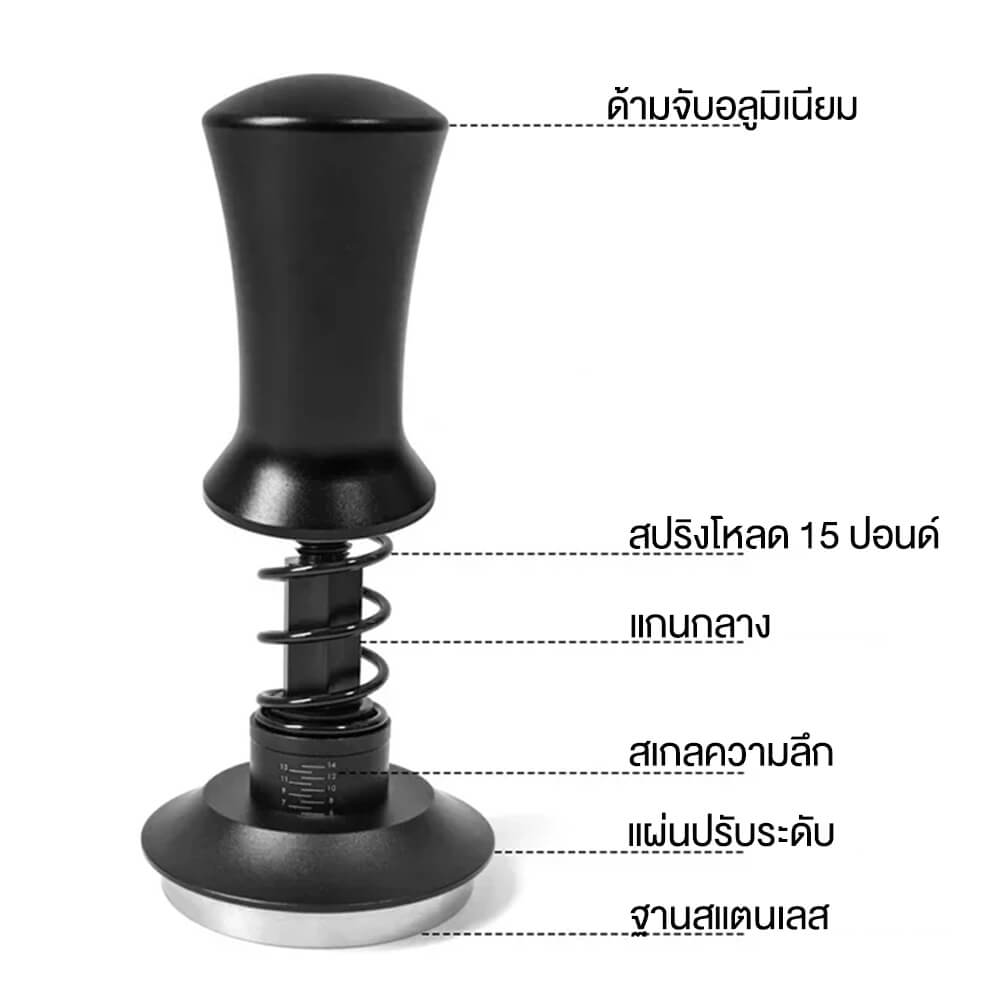 เเทมเปอร์แบบสปริง ETZEL ปรับแรงกดได้ ที่กดกาแฟ ขนาด 58mm สีดำ_3