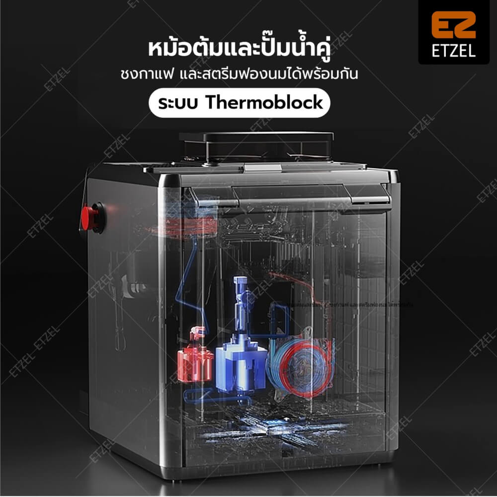 เครื่องชงกาแฟมีที่บดในตัว ETZEL รุ่น SN6505G บด ชง สตรีมนมได้ในเครื่องเดียว Espresso Machine with grinder_3