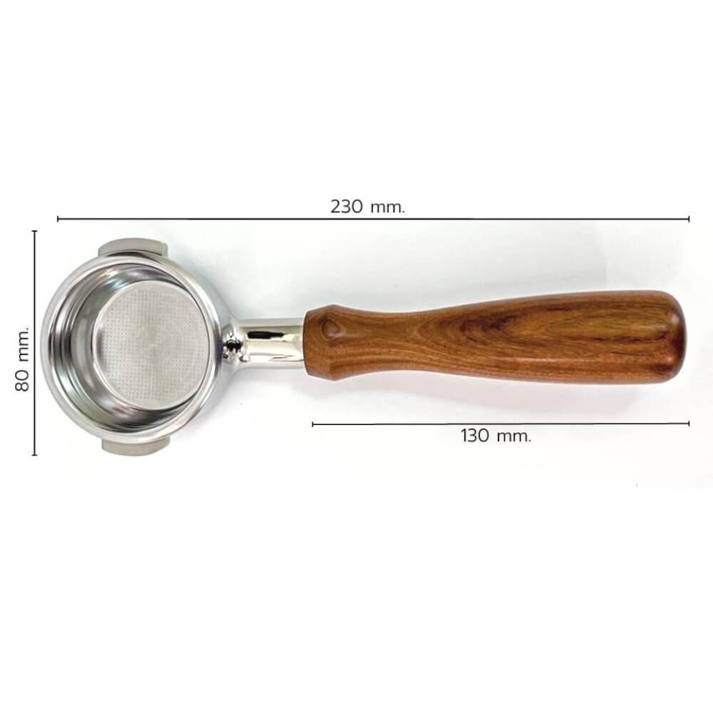 ด้ามชงกาแฟ Bottomless หัวชงกาแฟ E61 ETZEL stainless (สองหู) ขนาด 58 mm