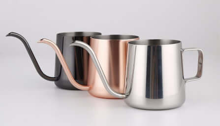 กาดริป สแตนเลส สำหรับชงกาแฟ กาปากยาว ETZEL (แบบไม่มีฝาปิด) สีเงิน 250ml มีหูจับ _3