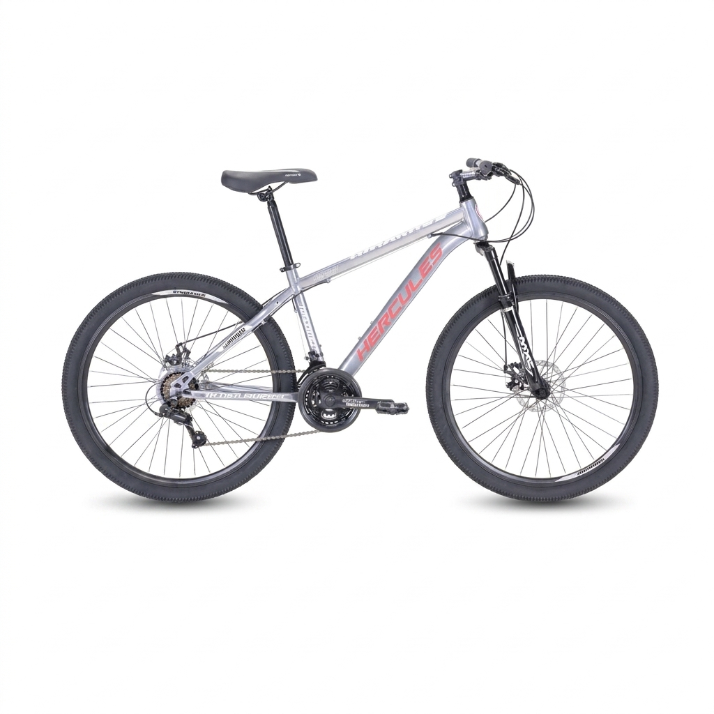 จักรยานเสือภูเขา MAXIMAS รุ่น HERCULES สีเงิน ล้อ 26 นิ้ว เกียร์ SHIMANO 21สปีด