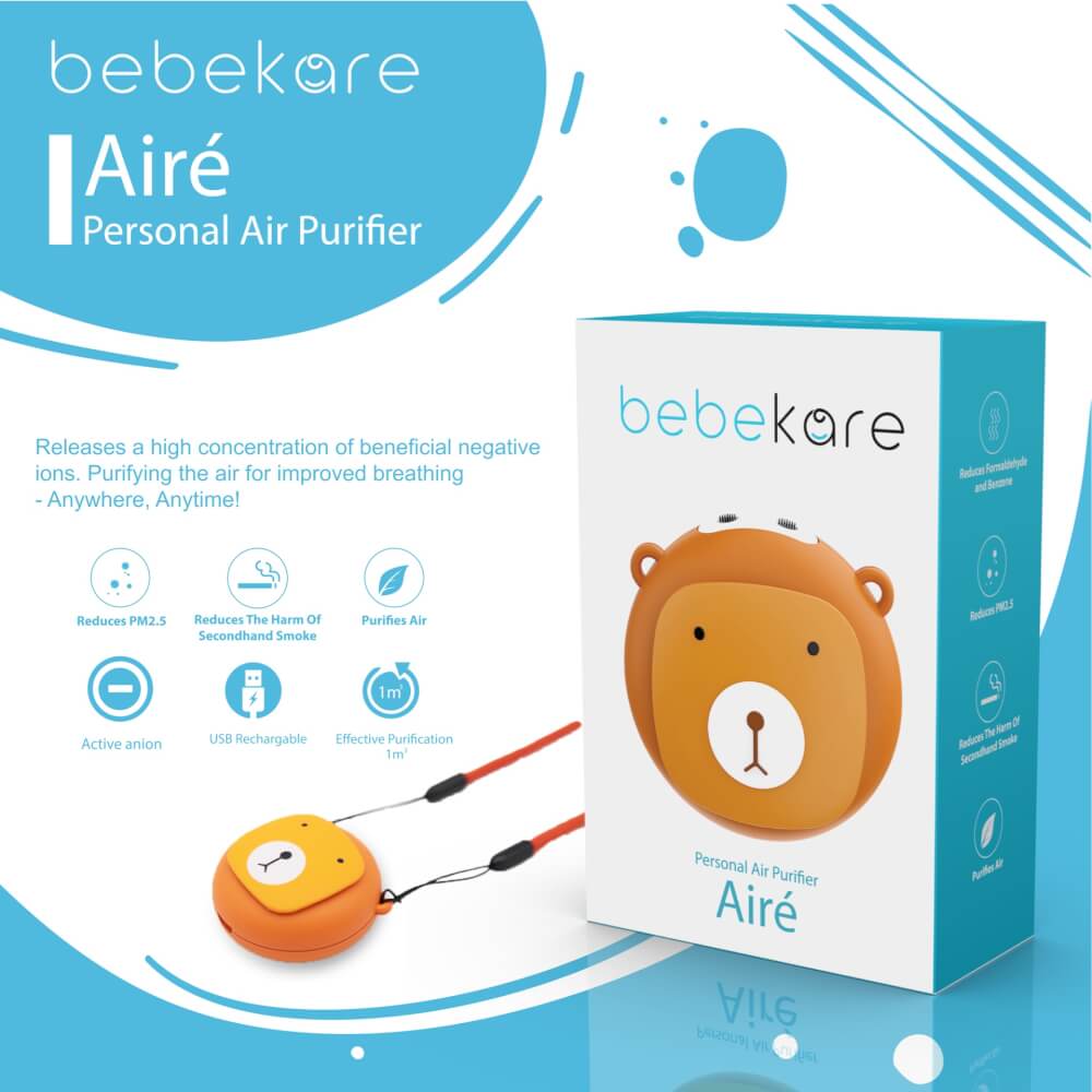 Aire - เครื่องฟอกอากาศส่วนบุคคล เครื่องฟอกอากาศเเขวนคอสำหรับเด็กเเละผู้ใหญ่ ป้องกันฝุ่นPM2.5 bebekare