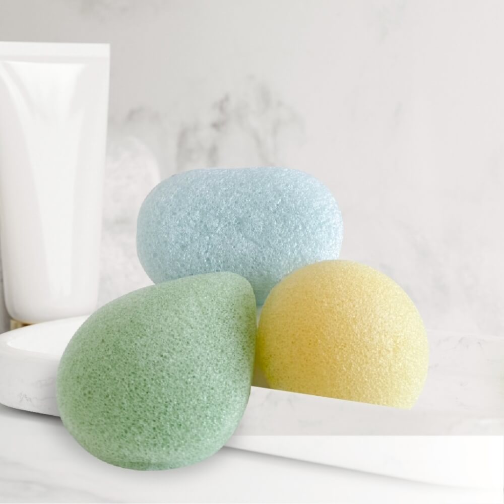 ฟองอาบน้ำใยบุกธรรมชาติแท้ BUBBLE BEANS สีฟ้า แพ็ค 3 ชิ้น_0