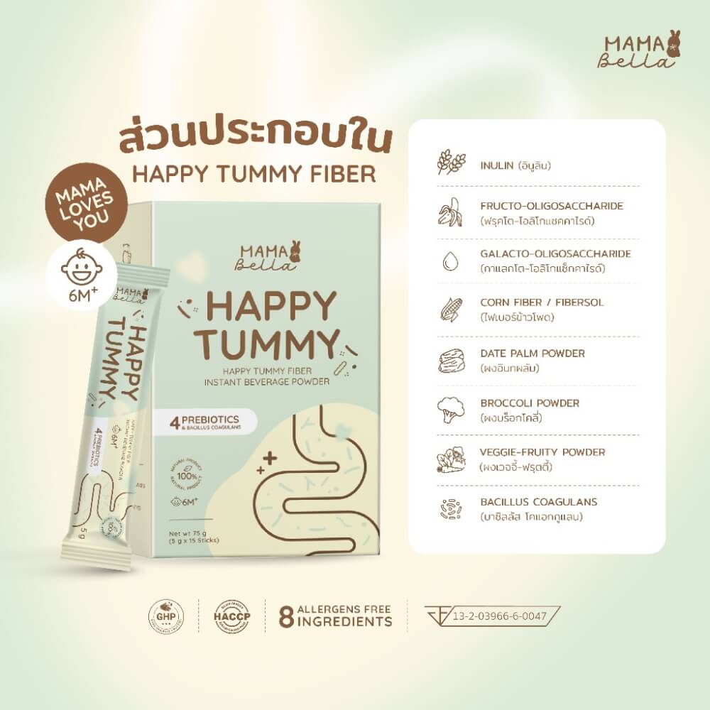 ผลิตภัณฑ์เสริมอาหารไฟเบอร์ชนิดชงดื่ม MAMABELLA 75 กรัม 10 ซอง สำหรับแม่และเด็กอายุ 6 เดือนขึ้นไป