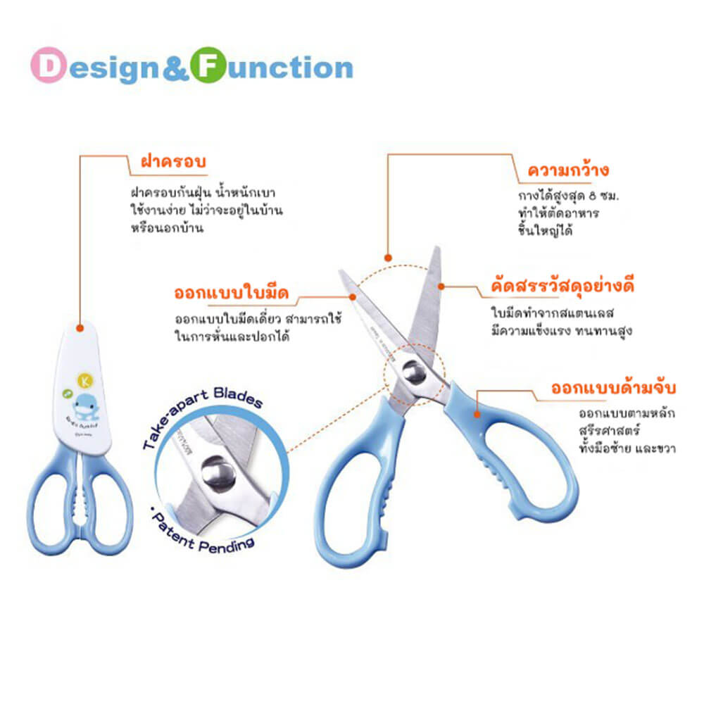 กรรไกรตัดอาหาร KUKU DUCKBILL สีฟ้า