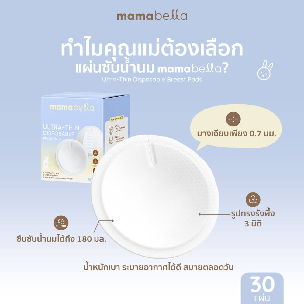แผ่นซับน้ำนมแบบใช้แล้วทิ้ง MAMABELLA รุ่นบางเฉียบ