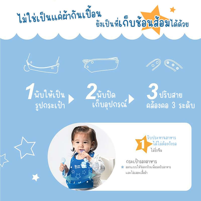 ผ้ากันเปื้อนเด็กแบบม้วน KUKU DUCKBILL สีชมพู