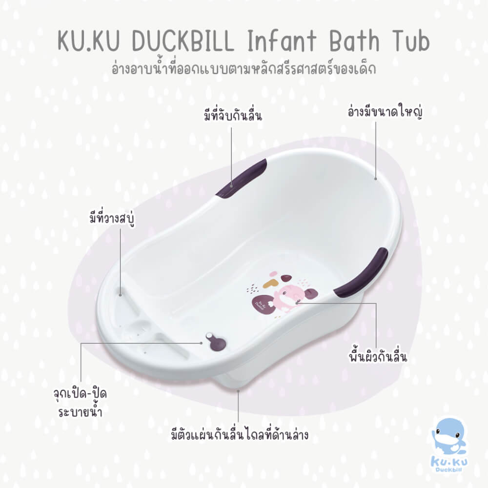 อ่างอาบน้ำสำหรับเด็กขนาดใหญ่ KUKU DUCKBILL สีชมพู