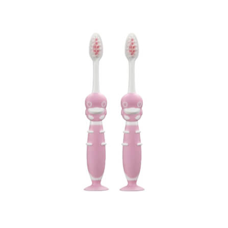 แปรงสีฟันพร้อมฐานดูด KUKU DUCKBILL สีชมพู (แพ็ค 2)_0