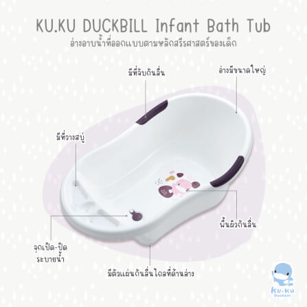 อ่างอาบน้ำสำหรับเด็กขนาดใหญ่ KUKU DUCKBILL สีชมพู_6