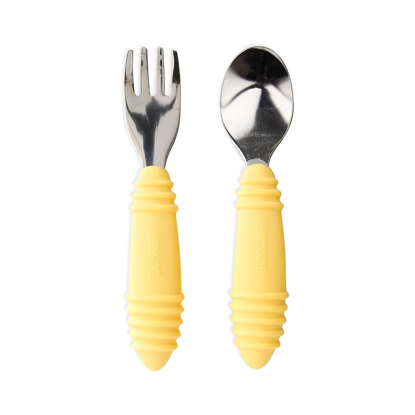 ชุดช้อนส้อมสแตนเลส ด้านจับซิลิโคน 18m+ Bumkins Spoon and Fork Set Pineapple_0