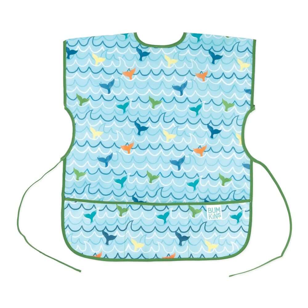 ผ้ากันเปื้อนเด็ก Bumkins Shot Sleeved Smock Whale Tail 	 		 		