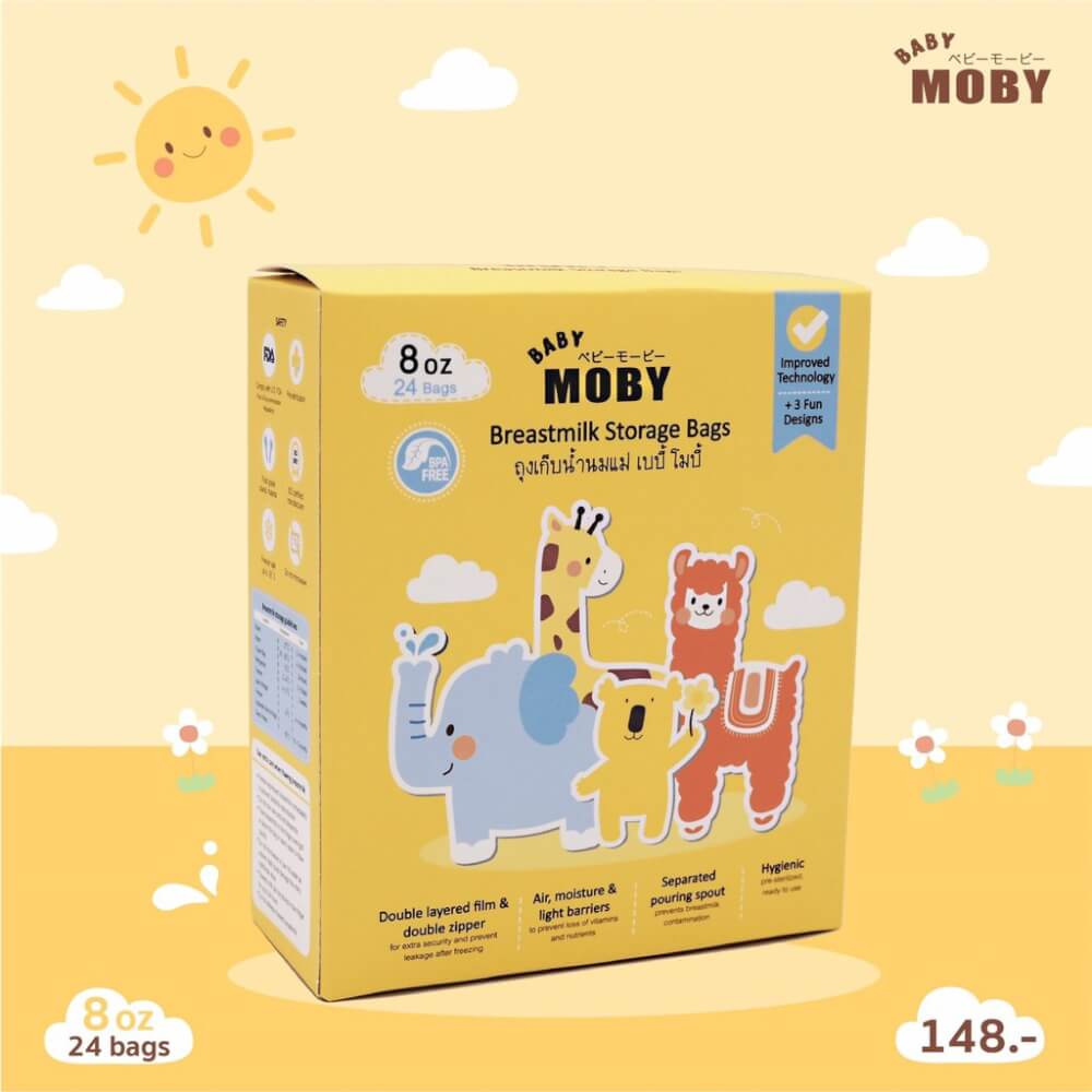 ถุงเก็บน้ำนมแม่ 8 ออนซ์ 24 ถุง BABY MOBY