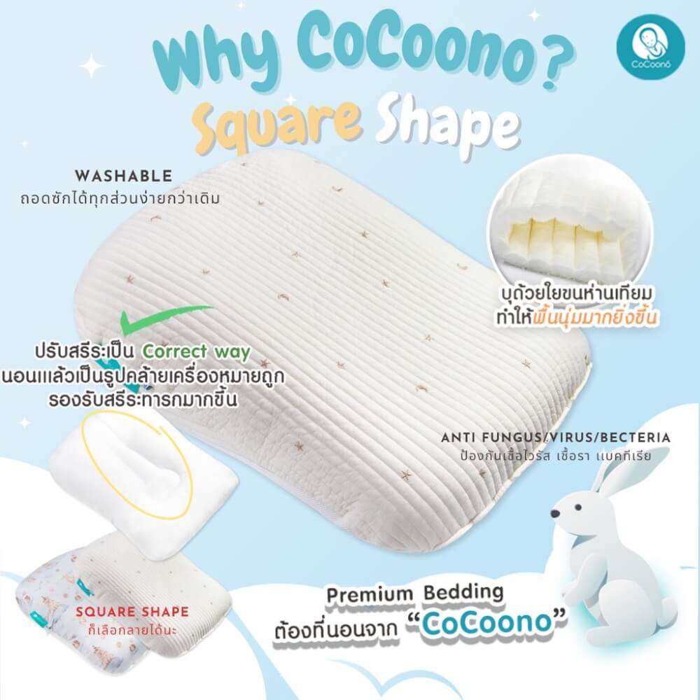 ที่นอนป้องกันกรดไหลย้อนทรง CoCoono Square Shape Teddy
