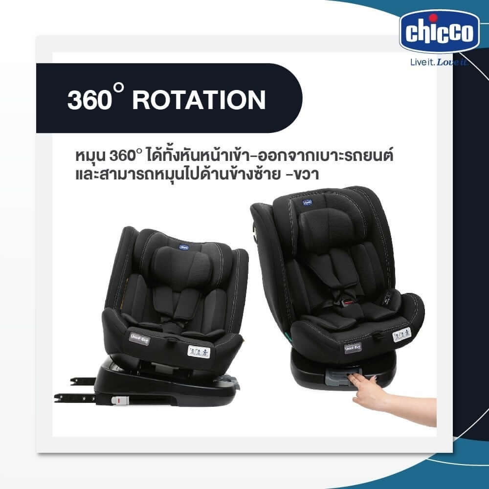 UNICO EVO I-SIZE B.CAR SEAT BLACK คาร์ซีทหมุนได้ 360 CHICCO 	 		