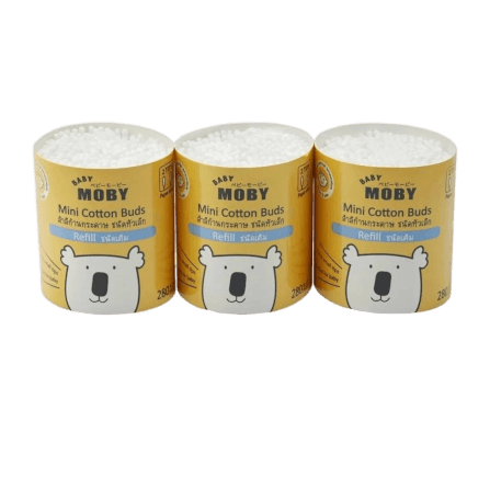 คอตตอนบัตหัวเล็ก แบบเติม Mini Cotton Buds BABY MOBY_0