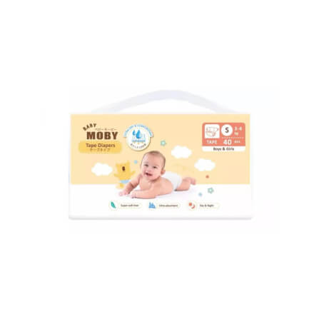 ผ้าอ้อมสำเร็จรูป ชนิดเทป Diaper Tape BABY MOBY ไซส์ S_1