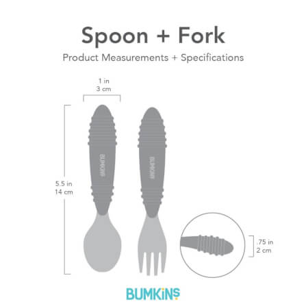 ชุดช้อนส้อมสแตนเลส ด้านจับซิลิโคน 18m+ Bumkins Spoon and Fork Set Red_1