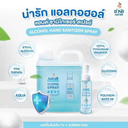แอลกอฮอล์สเปรย์กลิ่น NARAK FLORAL (สีฟ้าใส) 1000 มล. ซื้อ 1 แถม 1_3