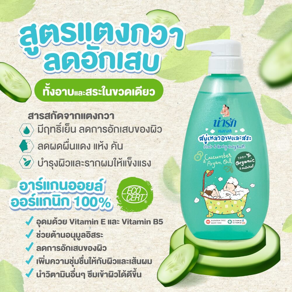 สบู่เหลวอาบและสระออร์แกนิก NARAK คิวคัมเบอร์ & อาร์แกนออยล์ 380 มล._2