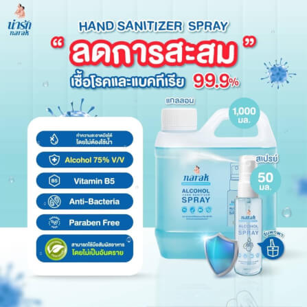 น่ารักแอลกอฮอล์ สเปรย์ Narak กลิ่น Floral ชนิดน้ำ 1000 มล. ยกลัง 12 แกลลอน_2