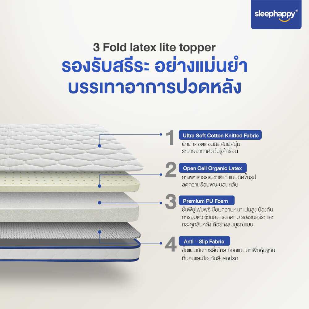 ที่นอน 3 พับ 3 ฟุต SLEEPHAPPY 3 FOLD LATEX LITE