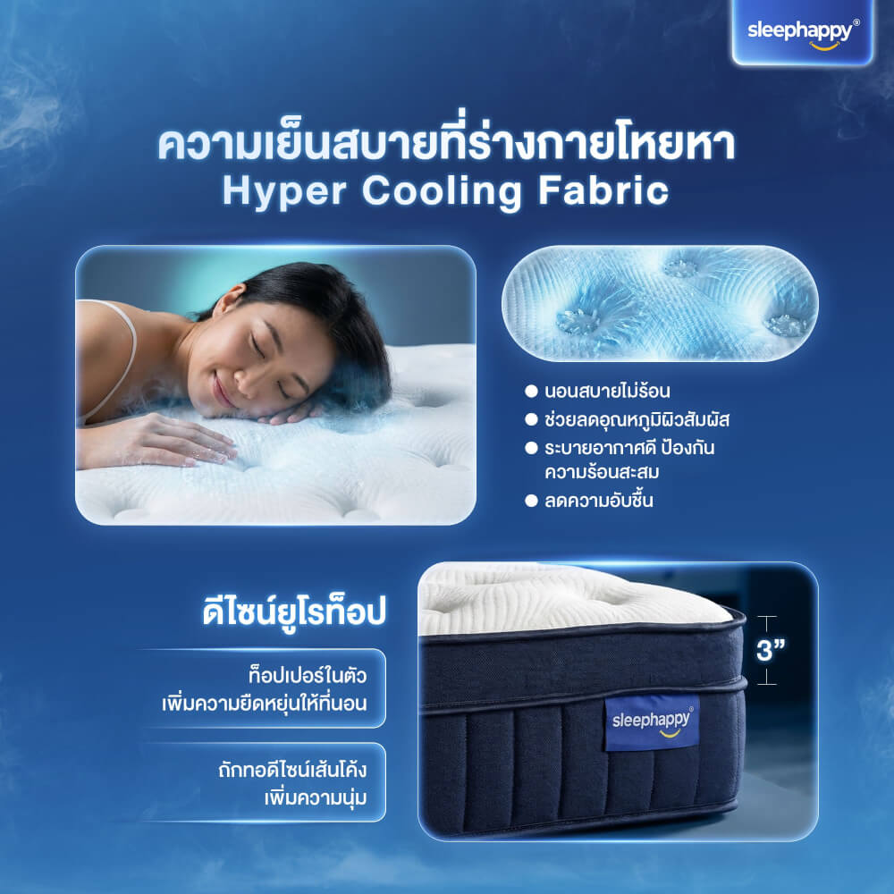 ที่นอนพ็อกเก็ตสปริง 3.5 ฟุต SLEEPHAPPY ATLANTIS V2 PRO หนา 11 นิ้ว