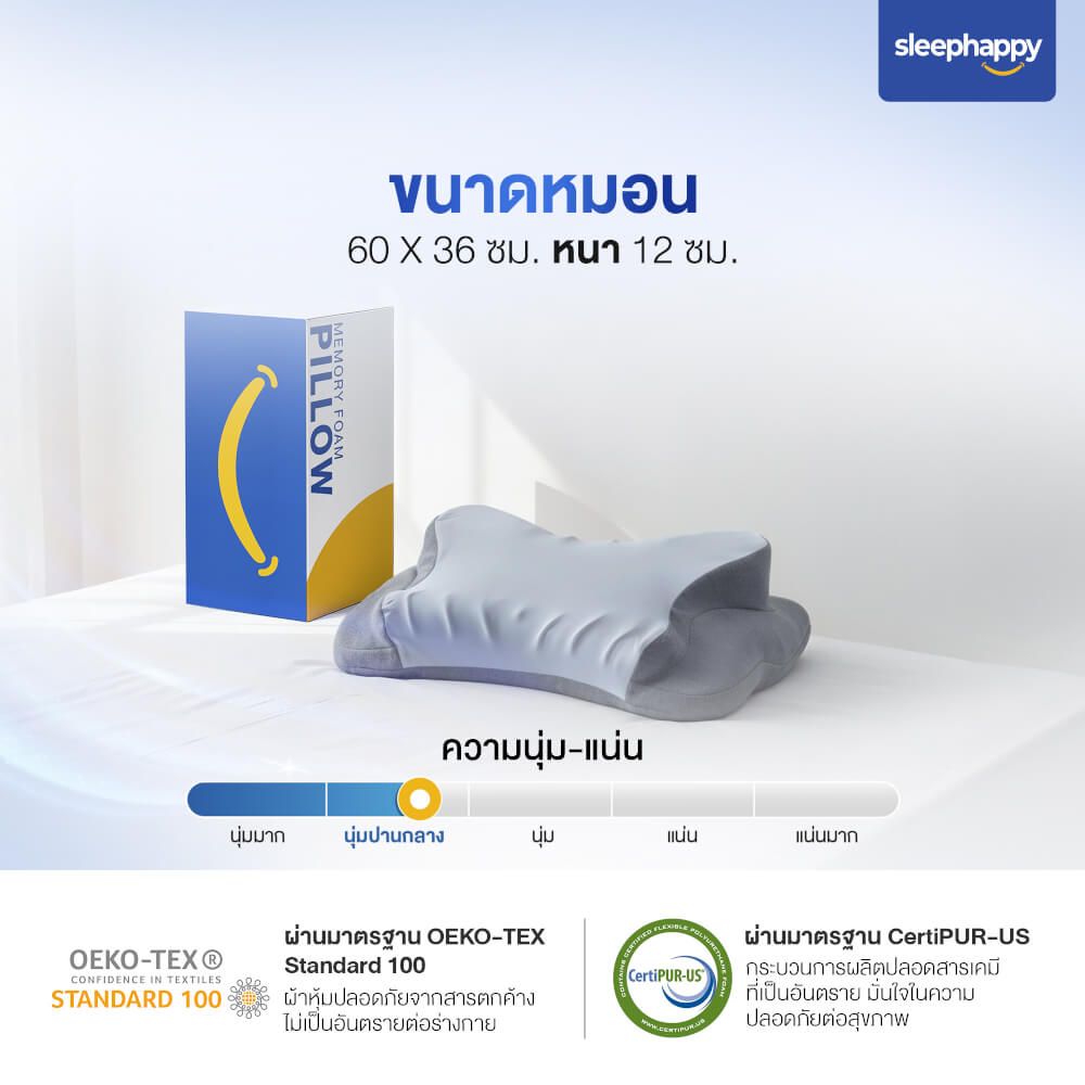 หมอนเมมโมรี่โฟมสุขภาพ SLEEPHAPPY รุ่น BUTTERFLY PILLOW