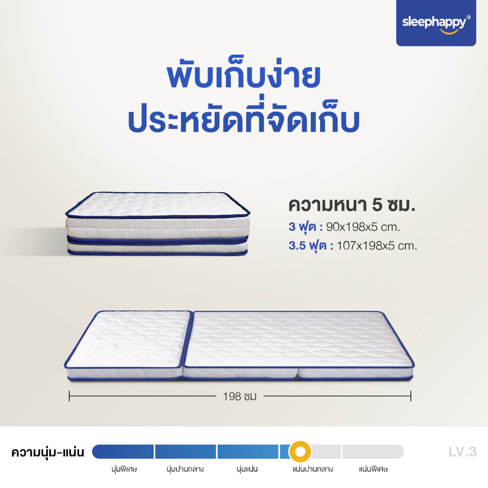 ที่นอน 3 พับ 3 ฟุต SLEEPHAPPY 3 FOLD LATEX LITE